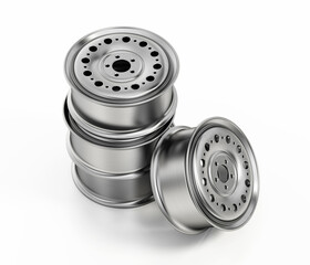 Car wheels isolated on white background. 3D illustration