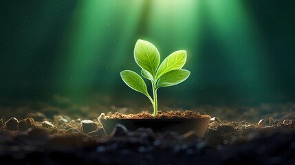 A seedling sprouts from the ground, symbolizing the growth of new life