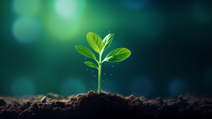 A seedling sprouts from the ground, symbolizing the growth of new life