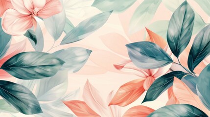 Detailed view of botanical wallpaper featuring a variety of flowers and leaves