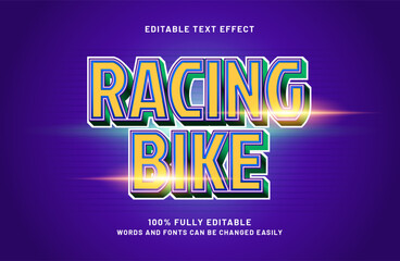 Fototapeta premium racing bike editable text effect in racing and speed text style