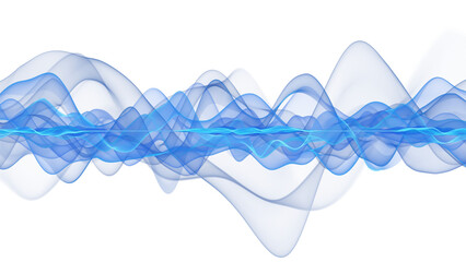 Abstract waves. Oscillation. Audio waveform. Futuristic waves visualization.  Isolated on transparent background.