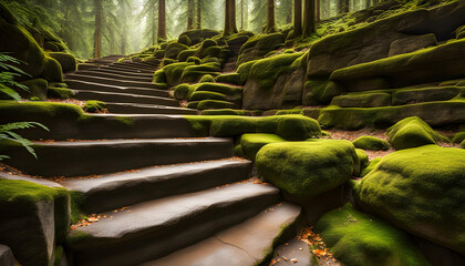 stone steps in the forest