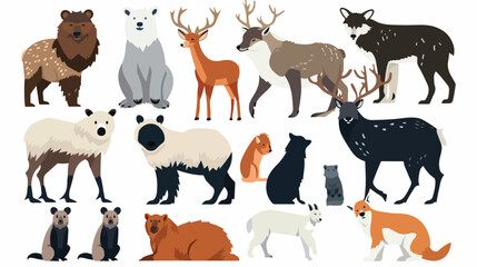Artic animals cartoon collection Vector illustration