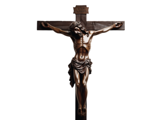 a statue of a man on a cross