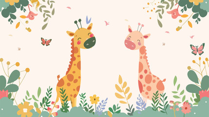 Baby shower invitation with giraffe cartoon design