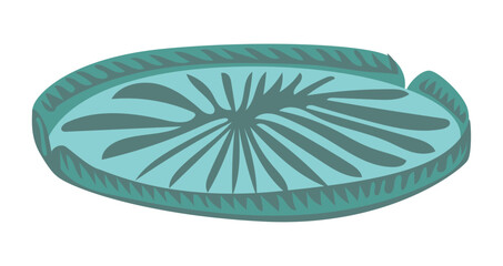 Water lily pad in flat design. Green rounded leaves of lotus aquatic flower. Vector illustration isolated. © alexdndz