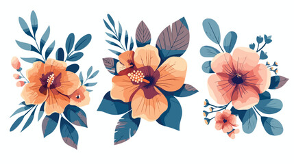 Beautiful flower and leafs decorative icon Vector illustration