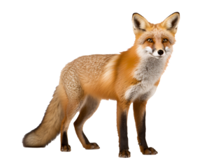 a fox standing on a white background
