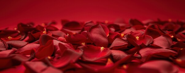 Red rose petals on a red background