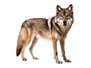 a wolf standing on a white background