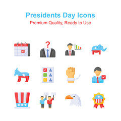 Pack of presidents day icons in trendy style, easy to use and download