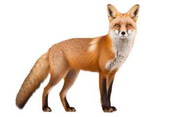 a fox standing on a white background