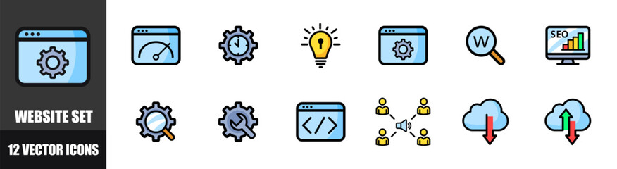 Website icons set. Flat style. Vector icons