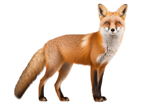 a fox standing on a white background
