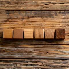 wooden blocks one row on wood table