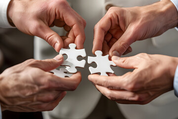 Businessman  holding jigsaw puzzle