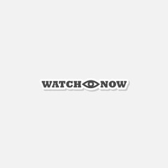 Watch now icon sticker isolated on gray background