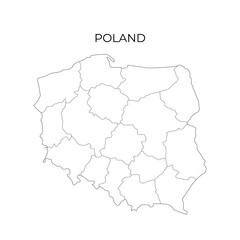 Poland administrative division contour map. Regions of Poland. Vector illustration