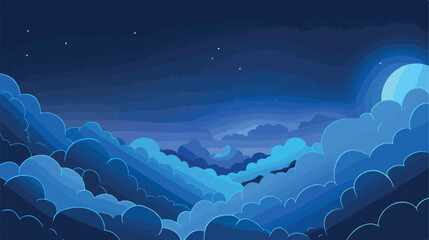 Blue silhouette with mass of clouds Vector illustration