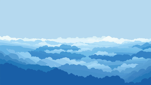 Blue silhouette with mass of clouds Vector illustration