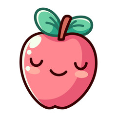 Cute Apple Icon in Cartoon Style. Isolated on white background. Clipping paths included.