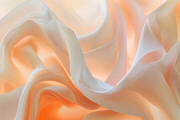 Captivating Ethereal 3D Abstract Background with Harmonious Blend of Apricot Peach and Creamy Ivory Tones