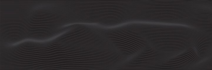Obraz premium Black abstract background design. Modern wavy line pattern (guilloche curves) in monochrome colors. Premium stripe texture for banner, business background.