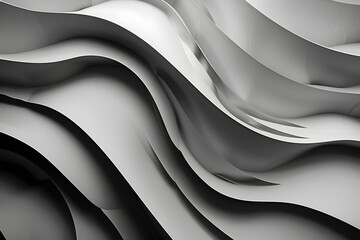 Obraz premium Mesmerizing Monochrome Waves A Captivating Play of Light and Form in 3D Abstract Design