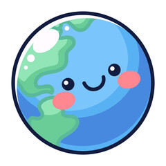 Cute Globe Icon in Cartoon Style. Isolated on white background. Clipping paths included.