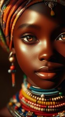 Portrait of a beautiful african young woman in traditional clothes. Close-up.