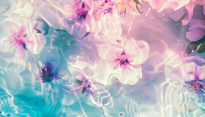 Elegant pink flowers floating on a tranquil water surface with soft reflections