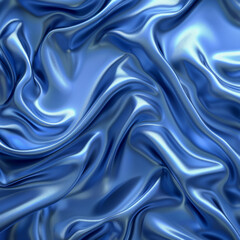 Obraz premium 3D design with smooth blue silk texture with slight folds, chrome effect
