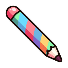 Colorful Pencil Icon in Cartoon Style. Isolated on white background. Clipping paths included.