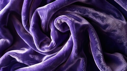 A detailed view of a soft purple fabric with a luxurious velvet texture, showcasing intricate fibers and deep hues.