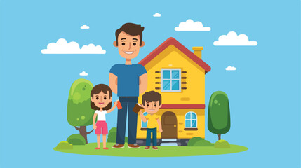 Buying house for family icon vector illustration desi