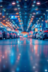 Abstract blur and defocused car in exhibition trade show expo background