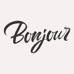 Bonjour hello greeting lettering card © aliakseizykau