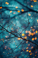Beautiful fairy lights pattern with tree branches for background