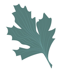 Fototapeta premium Abstract green oak leaf in flat design. Simple forest tree foliage. Vector illustration isolated.