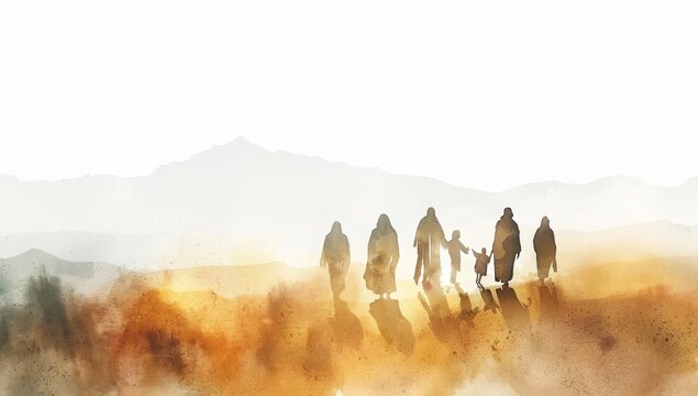 Echoes of the Sermon: Disciples Following Jesus in Mist - Generative AI