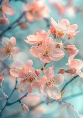 Whispers of Spring: Delicate Pink Petals Floating in Serenity - Generative AI