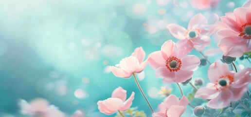 Pastel Serenity: Delicate Anemones Amidst Dreamy Spring Light - Generative AI