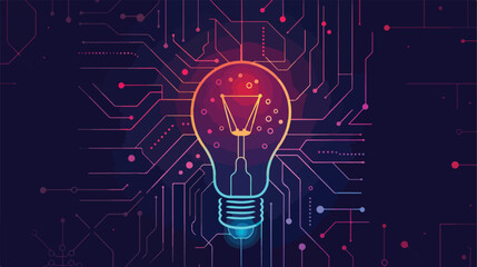 Circuit inside light bulb line and fill style icon