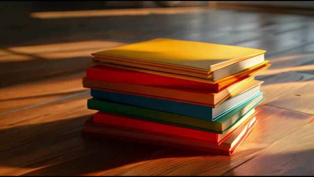 textbooks pile up with slow motion animation