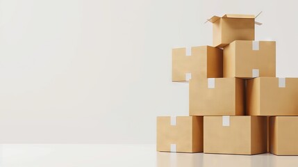 A stack of cardboard boxes on a white background.