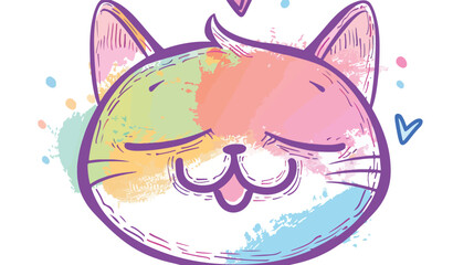 Color crayon silhouette cute face of kitten surpris
