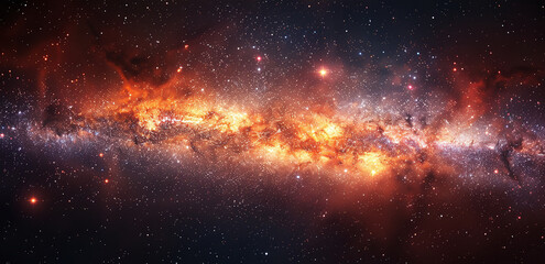 A vibrant image of a galaxy filled with stars, nebulae, and cosmic dust, showcasing the beauty of the universe.