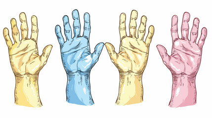 Color sketch silhouette hand showing four fingers 