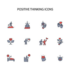 positive thinking icon set.vector.Editable stroke.linear style sign for use web design,logo.Symbol illustration.